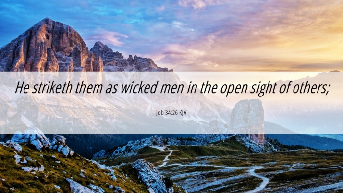 Picture 06 - Job 34:26 KJV Desktop Wallpaper - He striketh them as wicked men in the open sight - Desktop Bible Verse Wallpaper