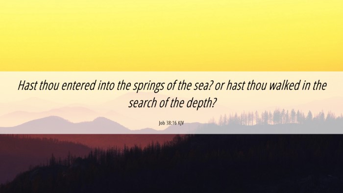 Picture 06 - Job 38:16 KJV Desktop Wallpaper - Hast thou entered into the springs of the sea? or - Desktop Bible Verse Wallpaper