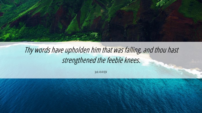 Picture 06 - Job 4:4 KJV Desktop Wallpaper - Thy words have upholden him that was falling, and - Desktop Bible Verse Wallpaper