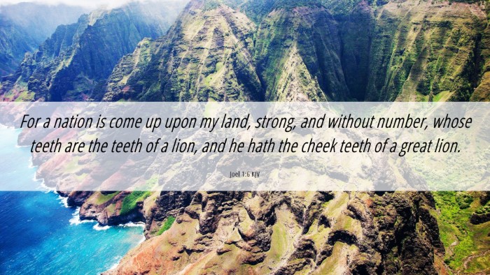Picture 06 - Joel 1:6 KJV Desktop Wallpaper - For a nation is come up upon my land, strong, and - Desktop Bible Verse Wallpaper