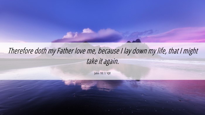 Picture 06 - John 10:17 KJV Desktop Wallpaper - Therefore doth my Father love me, because I lay - Desktop Bible Verse Wallpaper