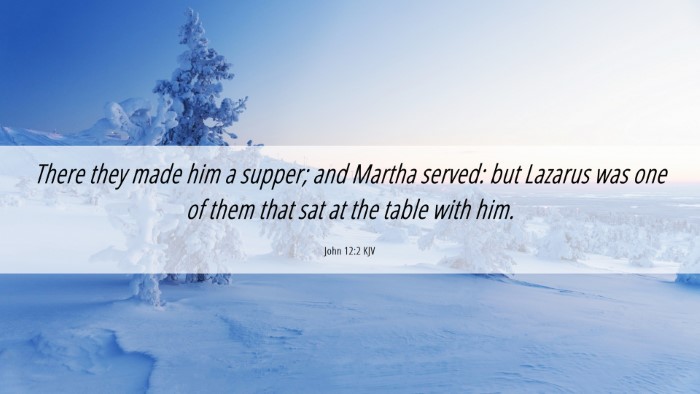 Picture 06 - John 12:2 KJV Desktop Wallpaper - There they made him a supper; and Martha served: - Desktop Bible Verse Wallpaper