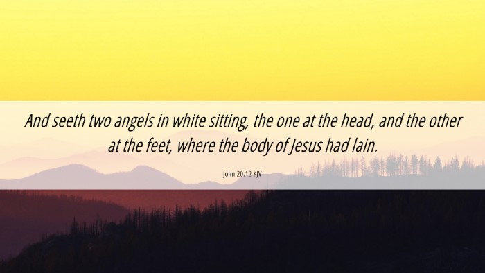 Picture 06 - John 20:12 KJV Desktop Wallpaper - And seeth two angels in white sitting, the one at - Desktop Bible Verse Wallpaper