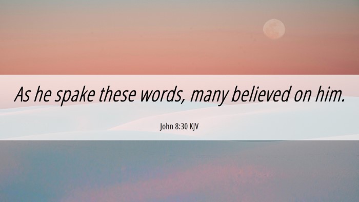 Picture 06 - John 8:30 KJV Desktop Wallpaper - As he spake these words, many believed on - Desktop Bible Verse Wallpaper
