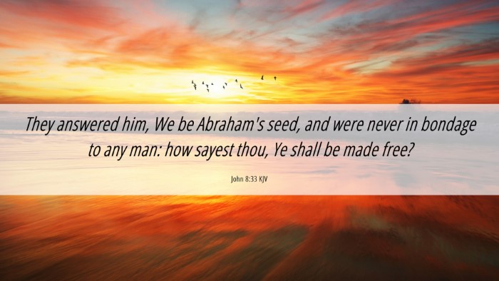 Picture 06 - John 8:33 KJV Desktop Wallpaper - They answered him, We be Abraham's seed, and were - Desktop Bible Verse Wallpaper