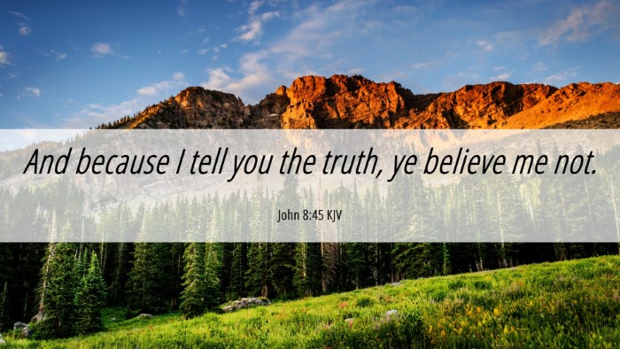 Picture 06 - John 8:45 KJV Desktop Wallpaper - And because I tell you the truth, ye believe me - Desktop Bible Verse Wallpaper