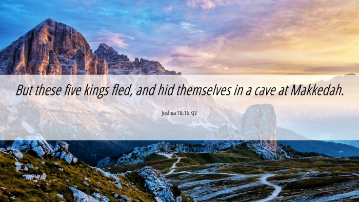 Picture 06 - Joshua 10:16 KJV Desktop Wallpaper - But these five kings fled, and hid themselves in - Desktop Bible Verse Wallpaper