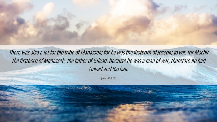 Picture 06 - Joshua 17:1 KJV Desktop Wallpaper - There was also a lot for the tribe of Manasseh; - Desktop Bible Verse Wallpaper