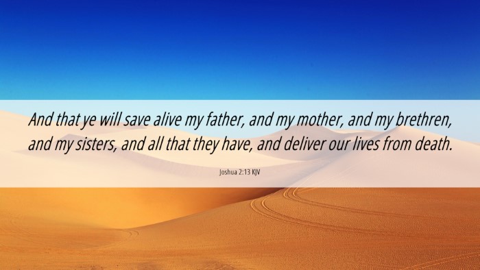 Picture 06 - Joshua 2:13 KJV Desktop Wallpaper - And that ye will save alive my father, and my - Desktop Bible Verse Wallpaper