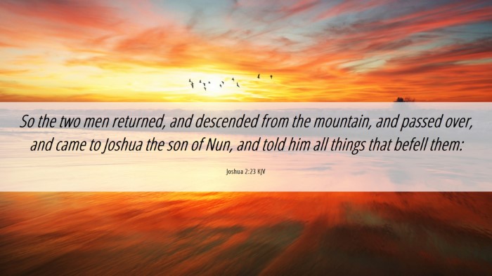 Picture 06 - Joshua 2:23 KJV Desktop Wallpaper - So the two men returned, and descended from the - Desktop Bible Verse Wallpaper