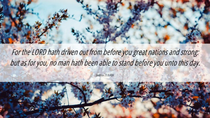 Picture 06 - Joshua 23:9 KJV Desktop Wallpaper - For the LORD hath driven out from before you - Desktop Bible Verse Wallpaper