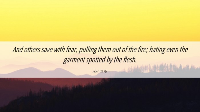 Picture 06 - Jude 1:23 KJV Desktop Wallpaper - And others save with fear, pulling them out of - Desktop Bible Verse Wallpaper