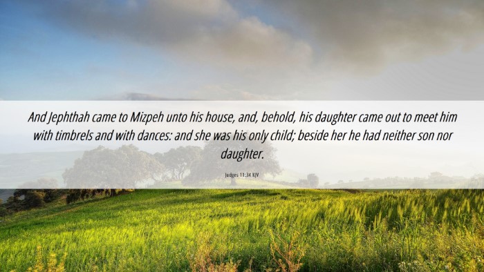 Picture 06 - Judges 11:34 KJV Desktop Wallpaper - And Jephthah came to Mizpeh unto his house, and, - Desktop Bible Verse Wallpaper