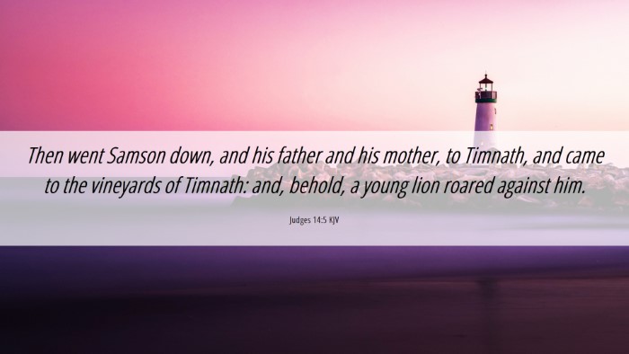 Picture 06 - Judges 14:5 KJV Desktop Wallpaper - Then went Samson down, and his father and his - Desktop Bible Verse Wallpaper
