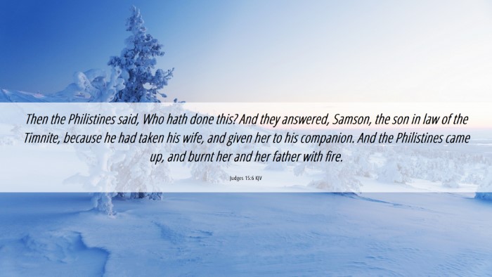 Picture 06 - Judges 15:6 KJV Desktop Wallpaper - Then the Philistines said, Who hath done this? - Desktop Bible Verse Wallpaper