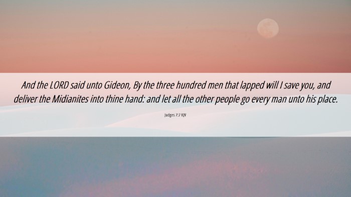 Picture 06 - Judges 7:7 KJV Desktop Wallpaper - And the LORD said unto Gideon, By the three - Desktop Bible Verse Wallpaper