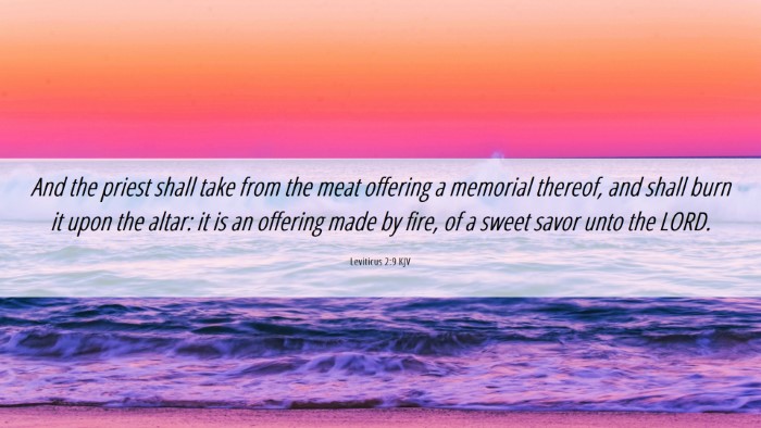 Picture 06 - Leviticus 2:9 KJV Desktop Wallpaper - And the priest shall take from the meat offering - Desktop Bible Verse Wallpaper