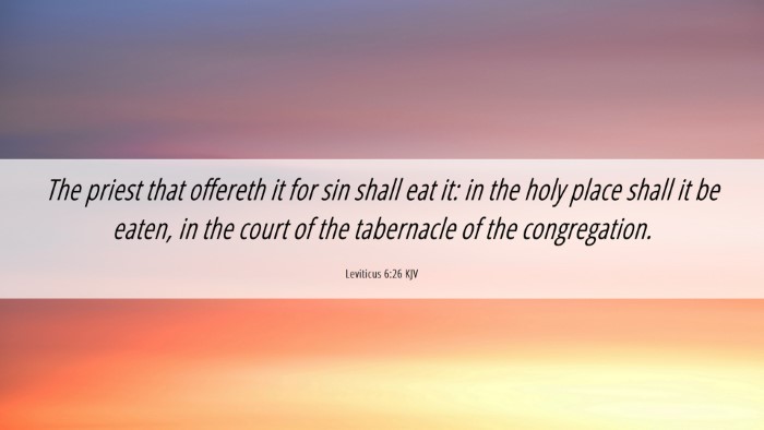 Picture 06 - Leviticus 6:26 KJV Desktop Wallpaper - The priest that offereth it for sin shall eat it: - Desktop Bible Verse Wallpaper