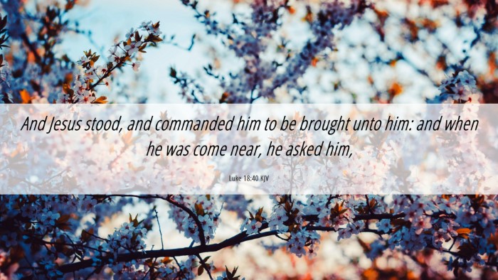 Picture 06 - Luke 18:40 KJV Desktop Wallpaper - And Jesus stood, and commanded him to be brought - Desktop Bible Verse Wallpaper