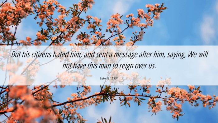Picture 06 - Luke 19:14 KJV Desktop Wallpaper - But his citizens hated him, and sent a message - Desktop Bible Verse Wallpaper