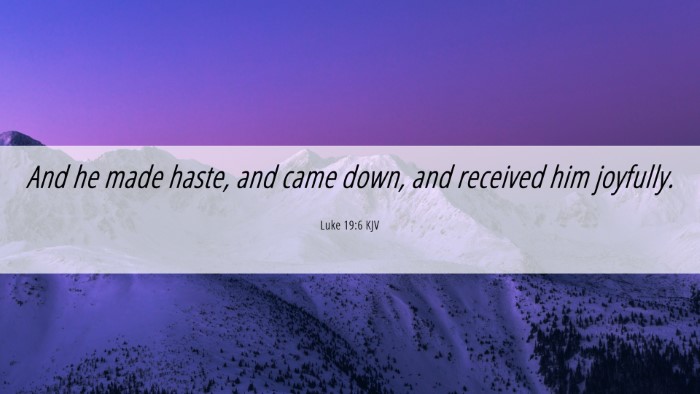 Picture 06 - Luke 19:6 KJV Desktop Wallpaper - And he made haste, and came down, and received - Desktop Bible Verse Wallpaper