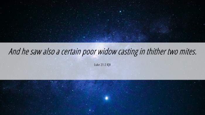 Picture 06 - Luke 21:2 KJV Desktop Wallpaper - And he saw also a certain poor widow casting in - Desktop Bible Verse Wallpaper