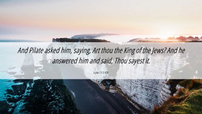 Picture 06 - Luke 23:3 KJV Desktop Wallpaper - And Pilate asked him, saying, Art thou the King - Desktop Bible Verse Wallpaper