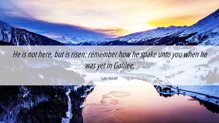 Picture 06 - Luke 24:6 KJV Desktop Wallpaper - He is not here, but is risen: remember how he - Desktop Bible Verse Wallpaper