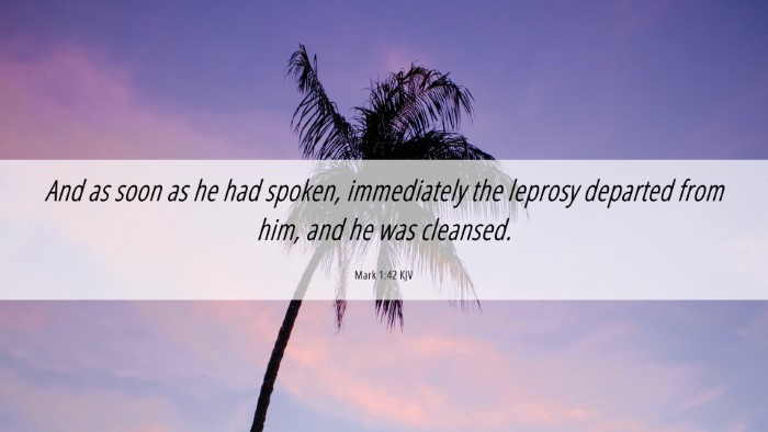 Picture 06 - Mark 1:42 KJV Desktop Wallpaper - And as soon as he had spoken, immediately the - Desktop Bible Verse Wallpaper