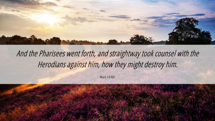 Picture 06 - Mark 3:6 KJV Desktop Wallpaper - And the Pharisees went forth, and straightway - Desktop Bible Verse Wallpaper