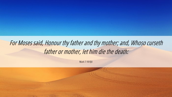 Picture 06 - Mark 7:10 KJV Desktop Wallpaper - For Moses said, Honour thy father and thy mother; - Desktop Bible Verse Wallpaper
