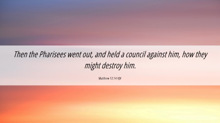 Picture 06 - Matthew 12:14 KJV Desktop Wallpaper - Then the Pharisees went out, and held a council - Desktop Bible Verse Wallpaper
