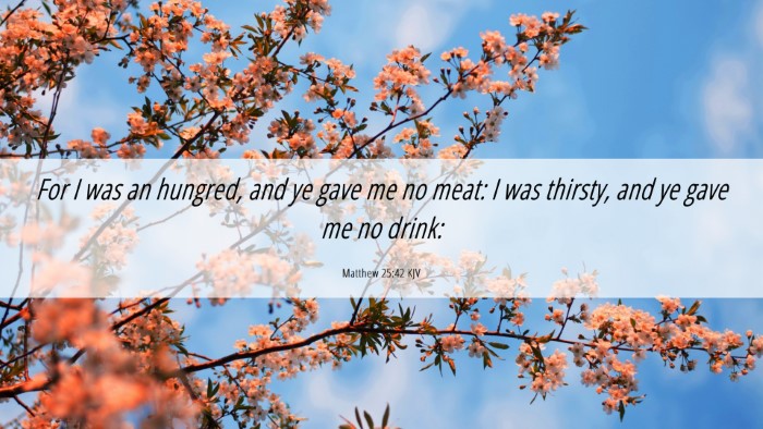Picture 06 - Matthew 25:42 KJV Desktop Wallpaper - For I was an hungred, and ye gave me no meat: I - Desktop Bible Verse Wallpaper