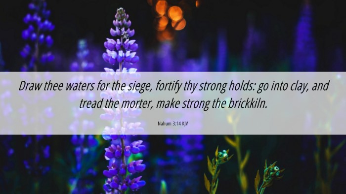 Picture 06 - Nahum 3:14 KJV Desktop Wallpaper - Draw thee waters for the siege, fortify thy - Desktop Bible Verse Wallpaper