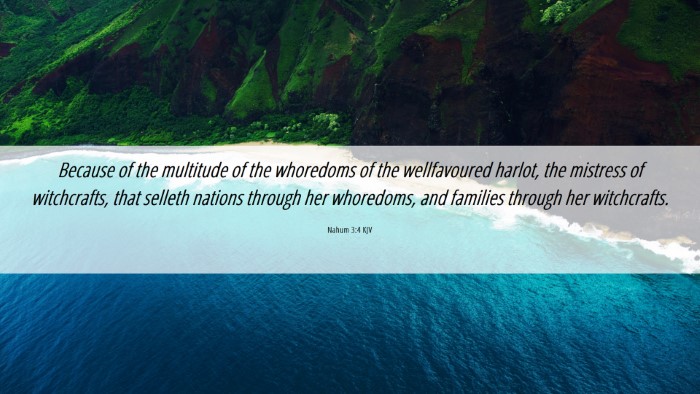 Picture 06 - Nahum 3:4 KJV Desktop Wallpaper - Because of the multitude of the whoredoms of the - Desktop Bible Verse Wallpaper