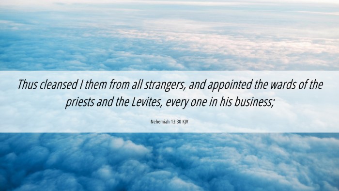 Picture 06 - Nehemiah 13:30 KJV Desktop Wallpaper - Thus cleansed I them from all strangers, and - Desktop Bible Verse Wallpaper