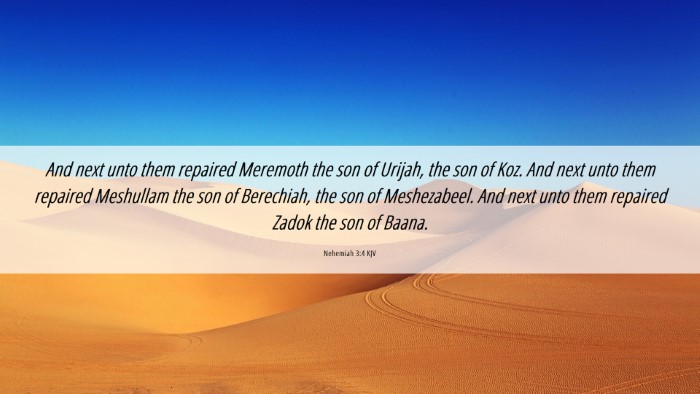 Picture 06 - Nehemiah 3:4 KJV Desktop Wallpaper - And next unto them repaired Meremoth the son of - Desktop Bible Verse Wallpaper
