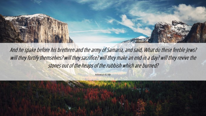 Picture 06 - Nehemiah 4:2 KJV Desktop Wallpaper - And he spake before his brethren and the army of - Desktop Bible Verse Wallpaper