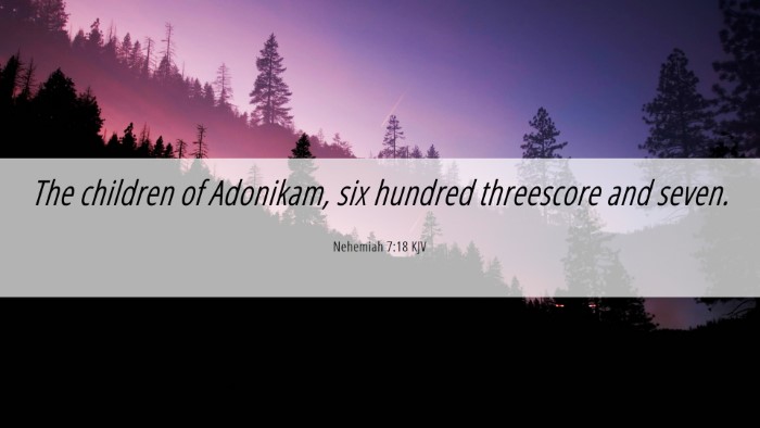 Picture 06 - Nehemiah 7:18 KJV Desktop Wallpaper - The children of Adonikam, six hundred threescore - Desktop Bible Verse Wallpaper