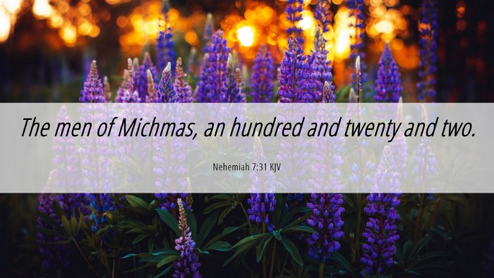 Picture 06 - Nehemiah 7:31 KJV Desktop Wallpaper - The men of Michmas, an hundred and twenty and - Desktop Bible Verse Wallpaper