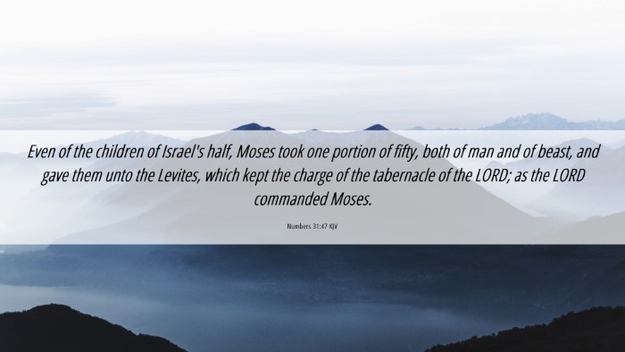 Picture 06 - Numbers 31:47 KJV Desktop Wallpaper - Even of the children of Israel's half, Moses took - Desktop Bible Verse Wallpaper