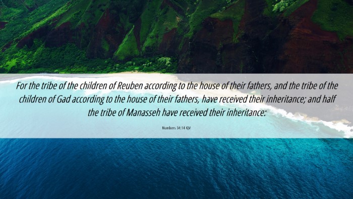 Picture 06 - Numbers 34:14 KJV Desktop Wallpaper - For the tribe of the children of Reuben according - Desktop Bible Verse Wallpaper
