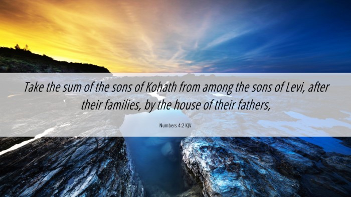 Picture 06 - Numbers 4:2 KJV Desktop Wallpaper - Take the sum of the sons of Kohath from among the - Desktop Bible Verse Wallpaper