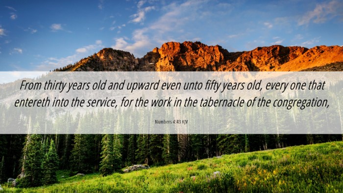 Picture 06 - Numbers 4:43 KJV Desktop Wallpaper - From thirty years old and upward even unto fifty - Desktop Bible Verse Wallpaper