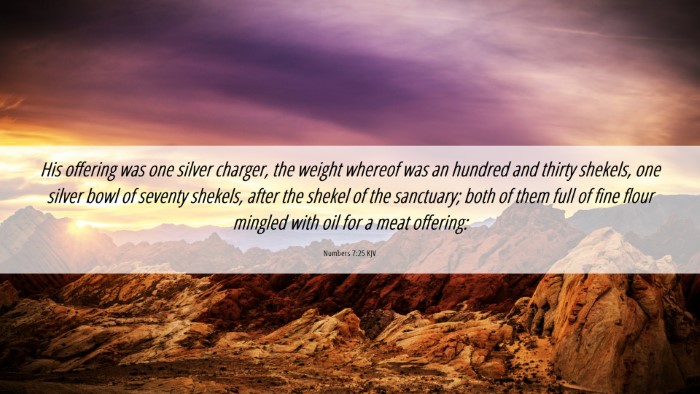 Picture 06 - Numbers 7:25 KJV Desktop Wallpaper - His offering was one silver charger, the weight - Desktop Bible Verse Wallpaper