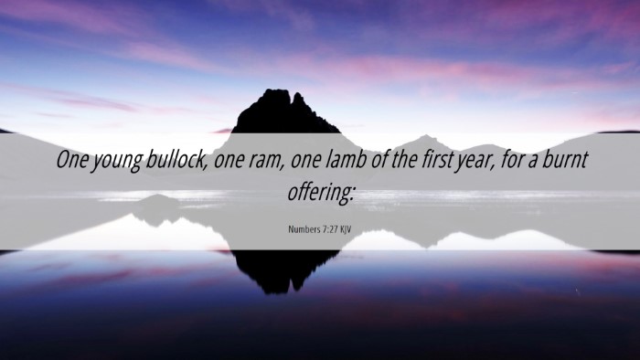 Picture 06 - Numbers 7:27 KJV Desktop Wallpaper - One young bullock, one ram, one lamb of the first - Desktop Bible Verse Wallpaper