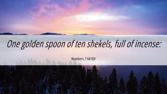 Picture 06 - Numbers 7:68 KJV Desktop Wallpaper - One golden spoon of ten shekels, full of - Desktop Bible Verse Wallpaper