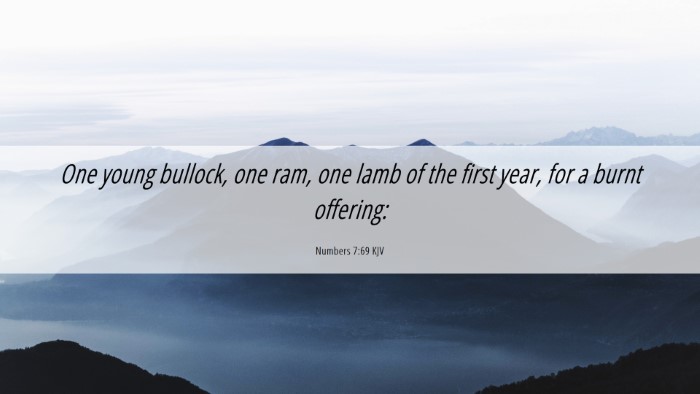Picture 06 - Numbers 7:69 KJV Desktop Wallpaper - One young bullock, one ram, one lamb of the first - Desktop Bible Verse Wallpaper