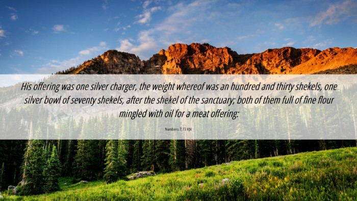 Picture 06 - Numbers 7:73 KJV Desktop Wallpaper - His offering was one silver charger, the weight - Desktop Bible Verse Wallpaper