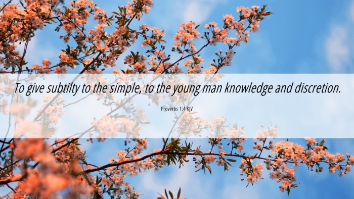 Picture 06 - Proverbs 1:4 KJV Desktop Wallpaper - To give subtilty to the simple, to the young man - Desktop Bible Verse Wallpaper